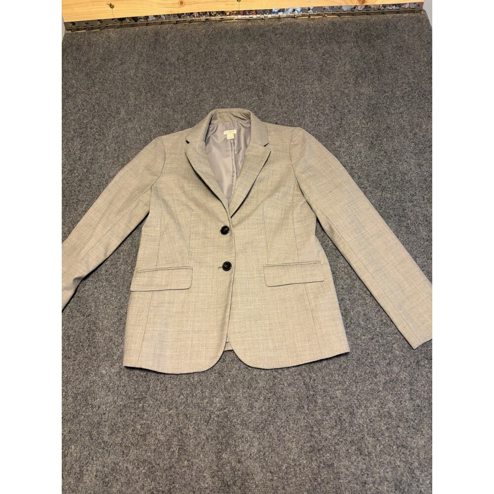 J.Crew Women’s 6 Light Gray Lightweight Wool Blend 2 Button Blazer G7049 - Picture 2 of 6